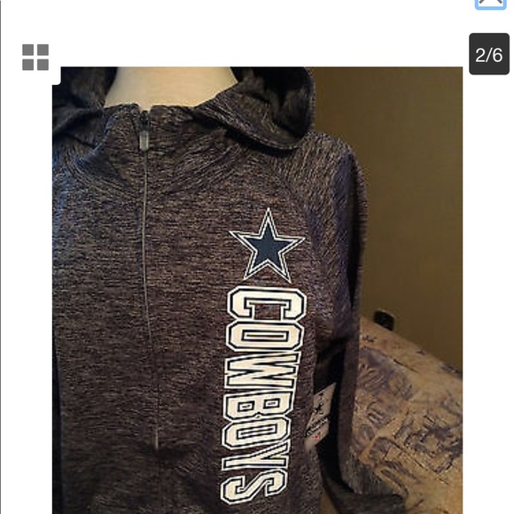 NFL Dallas Cowboys Xl zippered hoodie gray with thumb hole NEW - Picture 7 of 8